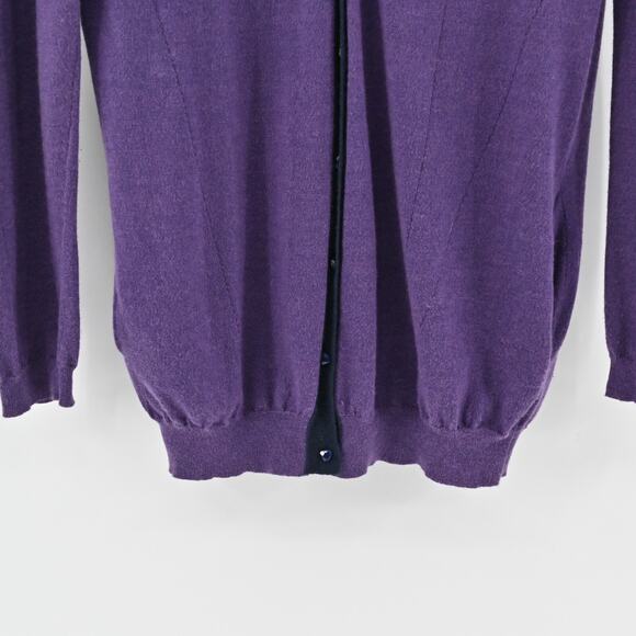 NINA RICCI Sweater Womens Size M Cashmere Blend Purple VNeck‎ Knit Cardigan - Picture 3 of 14